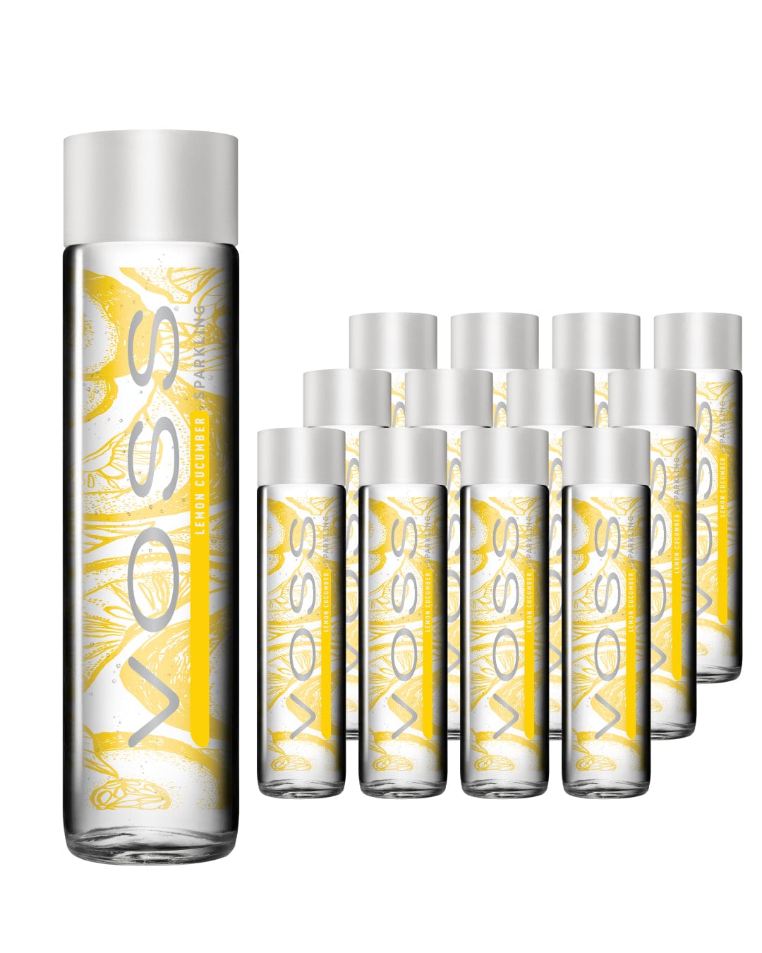 Voss Lemon Cucumber Sparkling Water Glass Bottle Multipack, 12 x 375 ml Water